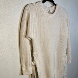 ATHLETA West End Knit Tunic Sweater in Dove White Baggy Loose-Fit